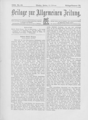 Allgemeine Zeitung Freitag 12. Februar 1892