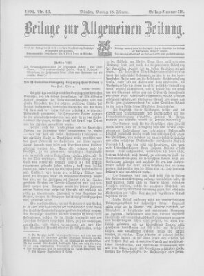 Allgemeine Zeitung Montag 15. Februar 1892