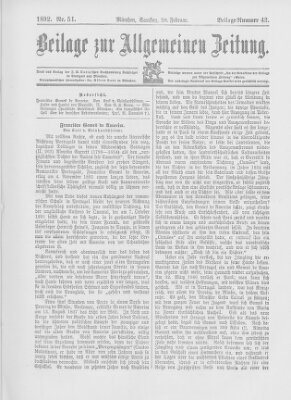 Allgemeine Zeitung Samstag 20. Februar 1892