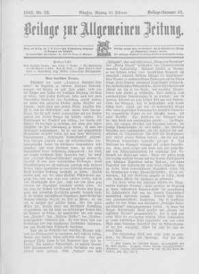 Allgemeine Zeitung Montag 22. Februar 1892