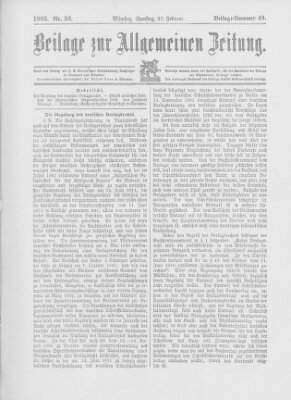 Allgemeine Zeitung Samstag 27. Februar 1892