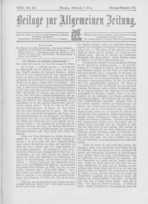 Allgemeine Zeitung Mittwoch 2. März 1892