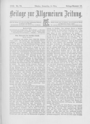 Allgemeine Zeitung Donnerstag 10. März 1892