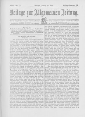 Allgemeine Zeitung Freitag 11. März 1892