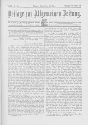 Allgemeine Zeitung Donnerstag 24. März 1892