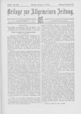 Allgemeine Zeitung Dienstag 29. März 1892