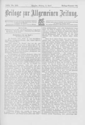 Allgemeine Zeitung Montag 11. April 1892