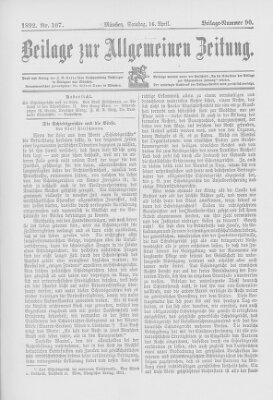 Allgemeine Zeitung Samstag 16. April 1892