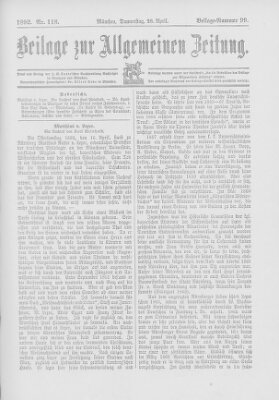 Allgemeine Zeitung Donnerstag 28. April 1892