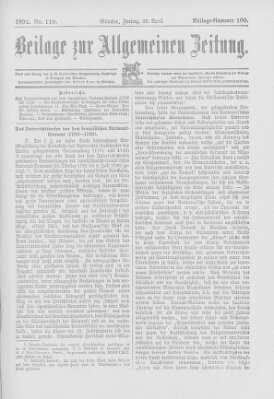 Allgemeine Zeitung Freitag 29. April 1892