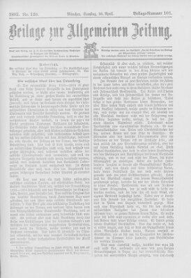 Allgemeine Zeitung Samstag 30. April 1892