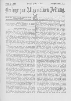 Allgemeine Zeitung Freitag 13. Mai 1892