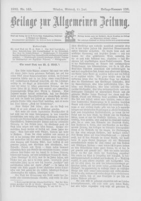 Allgemeine Zeitung Mittwoch 15. Juni 1892