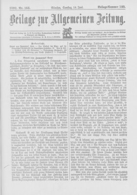 Allgemeine Zeitung Samstag 18. Juni 1892