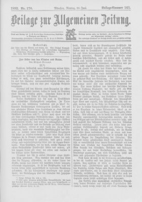 Allgemeine Zeitung Montag 20. Juni 1892