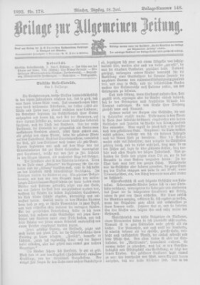 Allgemeine Zeitung Dienstag 28. Juni 1892