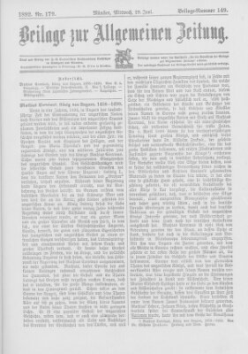 Allgemeine Zeitung Mittwoch 29. Juni 1892