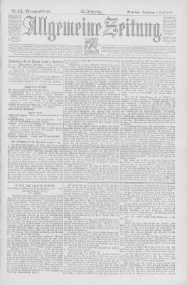 Allgemeine Zeitung Dienstag 1. August 1893