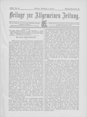 Allgemeine Zeitung Mittwoch 4. Januar 1893