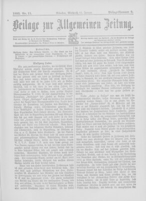 Allgemeine Zeitung Mittwoch 11. Januar 1893