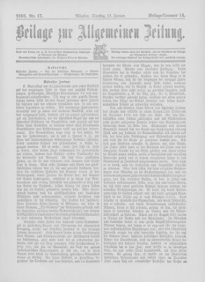 Allgemeine Zeitung Dienstag 17. Januar 1893