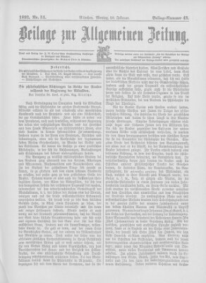 Allgemeine Zeitung Montag 20. Februar 1893