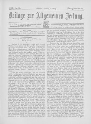 Allgemeine Zeitung Samstag 4. März 1893