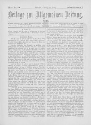 Allgemeine Zeitung Dienstag 21. März 1893