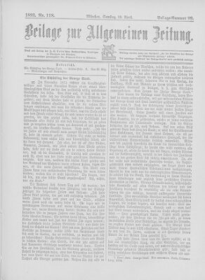 Allgemeine Zeitung Samstag 29. April 1893