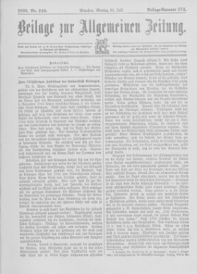 Allgemeine Zeitung Montag 31. Juli 1893