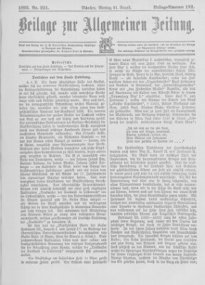 Allgemeine Zeitung Montag 21. August 1893