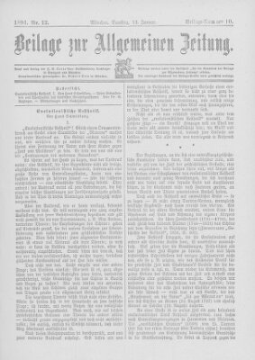 Allgemeine Zeitung Samstag 13. Januar 1894