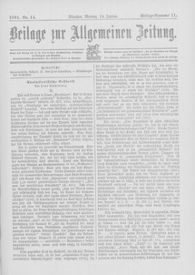 Allgemeine Zeitung Montag 15. Januar 1894