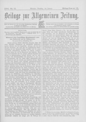 Allgemeine Zeitung Dienstag 16. Januar 1894