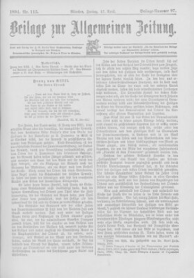 Allgemeine Zeitung Freitag 27. April 1894