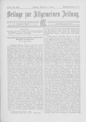 Allgemeine Zeitung Mittwoch 1. August 1894