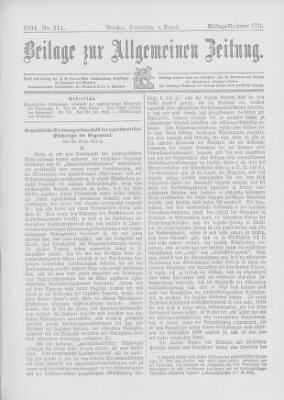 Allgemeine Zeitung Donnerstag 2. August 1894