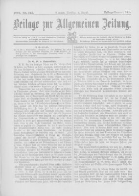 Allgemeine Zeitung Samstag 4. August 1894