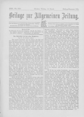 Allgemeine Zeitung Montag 13. August 1894