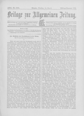 Allgemeine Zeitung Dienstag 21. August 1894