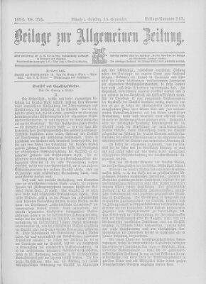 Allgemeine Zeitung Samstag 15. September 1894