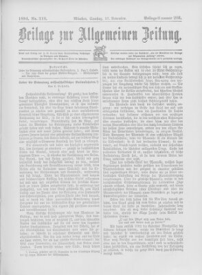 Allgemeine Zeitung Samstag 17. November 1894