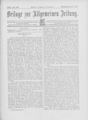 Allgemeine Zeitung Samstag 15. Dezember 1894