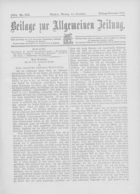 Allgemeine Zeitung Montag 31. Dezember 1894