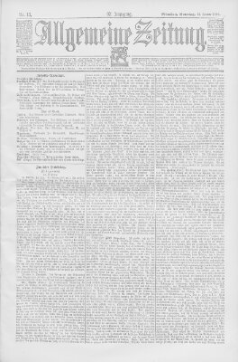 Allgemeine Zeitung Sonntag 13. Januar 1895