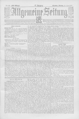 Allgemeine Zeitung Montag 18. Februar 1895