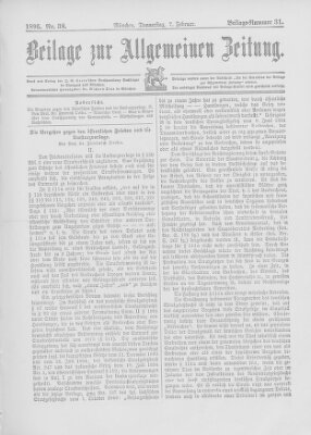 Allgemeine Zeitung Donnerstag 7. Februar 1895