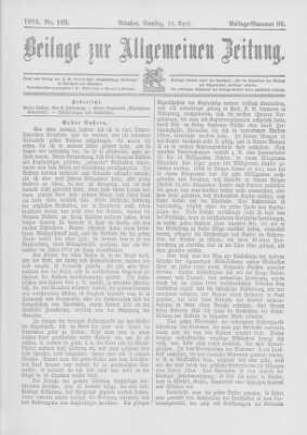 Allgemeine Zeitung Samstag 13. April 1895