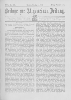 Allgemeine Zeitung Dienstag 14. Mai 1895