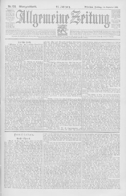 Allgemeine Zeitung Freitag 18. September 1896